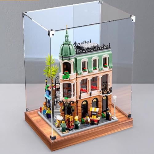 Transparente Acryl-Vitrine, für Lego 10297 Corner Boutique-Hotelmodell, transparente Box, Aufbewahrungsbox, Displaybox, kompatibel mit 10297 Modell. (nur Displaybox) (Holzmaserung) von FEIFANBOYANG