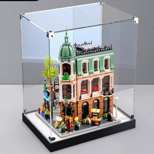 Transparente Acryl-Vitrine, für Lego 10297 Corner Boutique-Hotelmodell, transparente Box, Aufbewahrungsbox, Displaybox, kompatibel mit 10297 Modell. (nur Displaybox) (mattes Schwarz) von FEIFANBOYANG