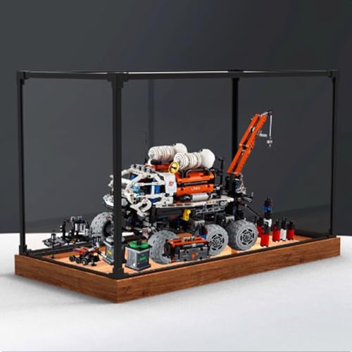 Transparente Acryl-Vitrine, für Lego 42180 Mars Manned Exploration Rover Modell, transparente Box, Aufbewahrungsbox, Displaybox, kompatibel mit 42180 Modell. (nur Displaybox (Holzmaserung) von FEIFANBOYANG