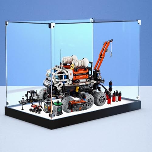 Transparente Acryl-Vitrine, für Lego 42180 Mars Manned Exploration Rover Modell, transparente Box, Aufbewahrungsbox, Displaybox, kompatibel mit 42180 Modell. (nur Displaybox (Walnuss-Basis) von FEIFANBOYANG