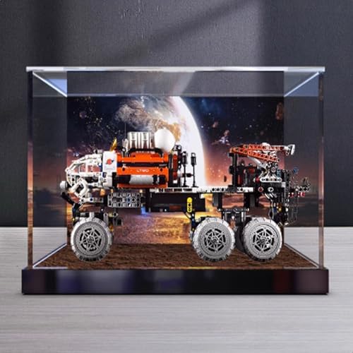 Transparente Acryl-Vitrine, für Lego 42180 Mars Manned Exploration Rover Modell, transparente Box, Aufbewahrungsbox, Displaybox, kompatibel mit 42180 Modell. (nur Displaybox (hoher Ständer + von FEIFANBOYANG