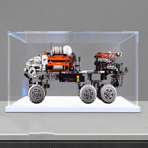 Transparente Acryl-Vitrine, für Lego 42180 Mars Manned Exploration Rover Modell, transparente Box, Aufbewahrungsbox, Displaybox, kompatibel mit 42180 Modell. (nur Displaybox (weißer Sockel) von FEIFANBOYANG