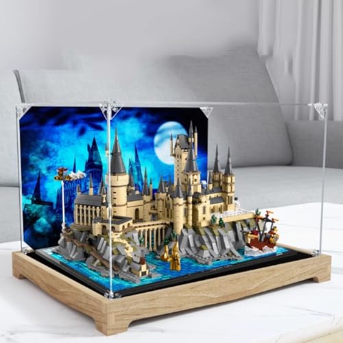 Transparente Acryl-Vitrine, für Lego 76419 Schloss- und Hofmodell, transparente Box, Aufbewahrungsbox, Displaybox, kompatibel mit 76419 Modell. (nur Displaybox) (Holzfarbe) von FEIFANBOYANG