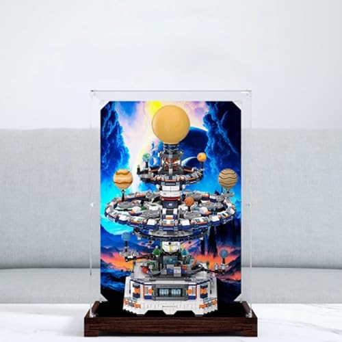 Transparente Acryl-Vitrine für Lego 506505 Sonnensystem Star Trails Modell, transparente Box, Aufbewahrungsbox, Displaybox, kompatibel mit 506505 Modell. (nur Displaybox) (schwarze Walnuss) von FEIFANBOYANG