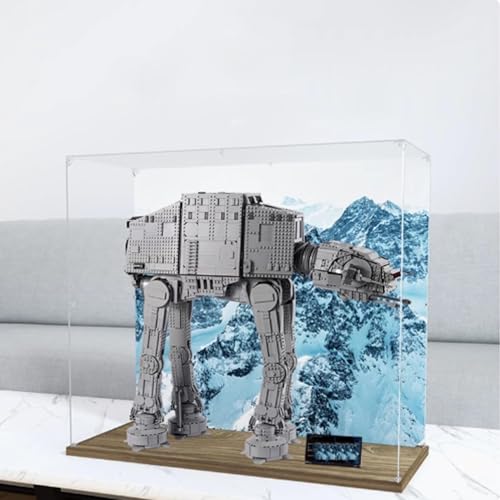 Transparente Acrylvitrine für Lego Modell 75313 Geschirmt Walker - Aufbewahrungsbox Kompatibel mit Modell 75313 (nur Präsentationsbox) (Holzbasis) von FEIFANBOYANG