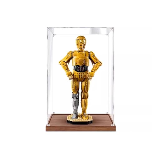 Transparente Acryl-Displaybox, für Lego 75398 Robotik-Modell, staubdichte Aufbewahrungsbox (Modell nicht im Lieferumfang enthalten) (2 mm Holzsockel) von FEIFANYIFEI