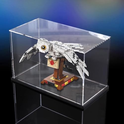 Transparente Acryl-Displaybox, für Lego 75979 Eulen-Modell, staubdichte Aufbewahrungsbox (Modell nicht im Lieferumfang enthalten) (schwarzer Sockel) von FEIFANYIFEI