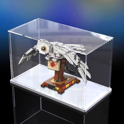 Transparente Acryl-Displaybox, für Lego 75979 Eulen-Modell, staubdichte Aufbewahrungsbox (Modell nicht im Lieferumfang enthalten) (weißer Sockel) von FEIFANYIFEI