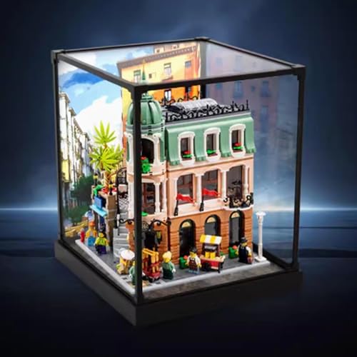 Transparente Acryl-Displaybox für Lego 10297 Corner Boutique Hotelmodell, staubdichte Aufbewahrungsbox (Modell nicht im Lieferumfang enthalten) (hoher Boden + Rückenspray) von FEIFANYIFEI