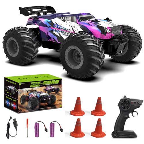 FEIMUOSI Ferngesteuertes Auto RC Car: 1:18 Offroad Fahrzeug Spielzeugauto mit LED Licht, 2.4GHz All Terrain RC Crawler mit 2 Akku, 20 km/h RC Truck Stunt Auto für Kinder und Erwachsene von FEIMUOSI