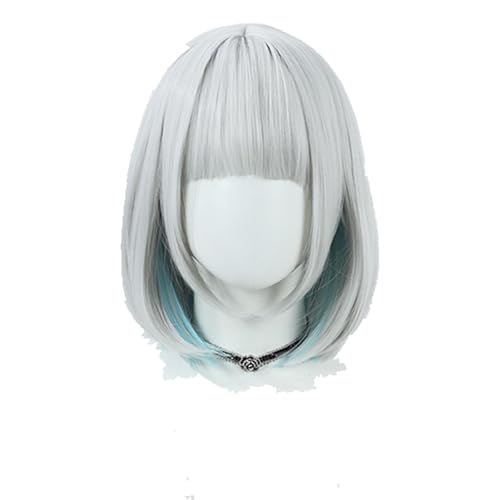 Anime Cosplay Wig for Kaga Sumire Vtuber Silver White Short Hair Halloween Party Role Play Prop Costume Accessory Unisex von FEITIME