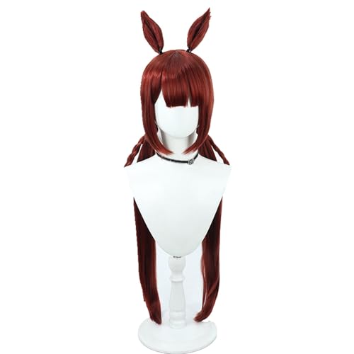 Anime Cosplay Wig for Sweep Tosho Pretty Derby Long Red Hair with Ears Halloween Party Role Play Prop Costume Accessory Unisex von FEITIME