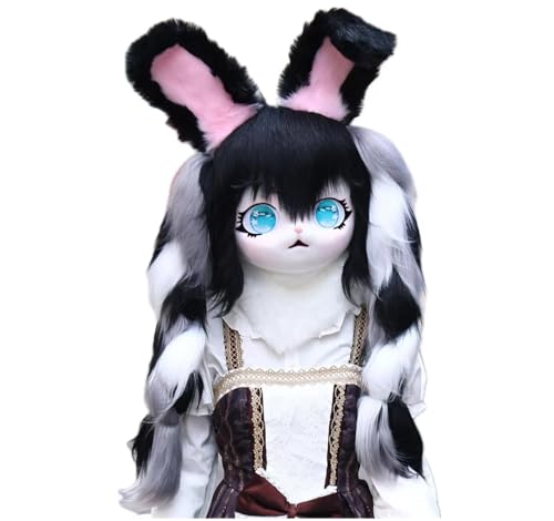 Cosplay Fursuit Kig Headsets Furry Cute Head Comiket Furries Rubbit Cat Doll Anime Halloween Costumes Unisex von FEITIME