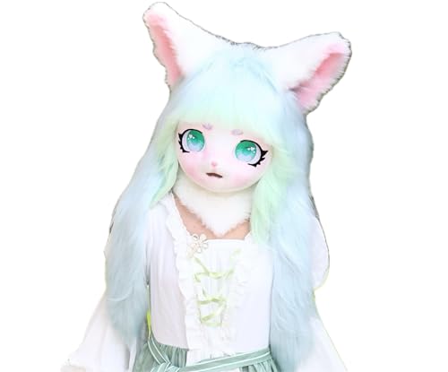 Cosplay Fursuit Kig Headsets Furry Cute Head Comiket Furries Rubbit Cat Doll Anime Halloween Costumes Unisex von FEITIME