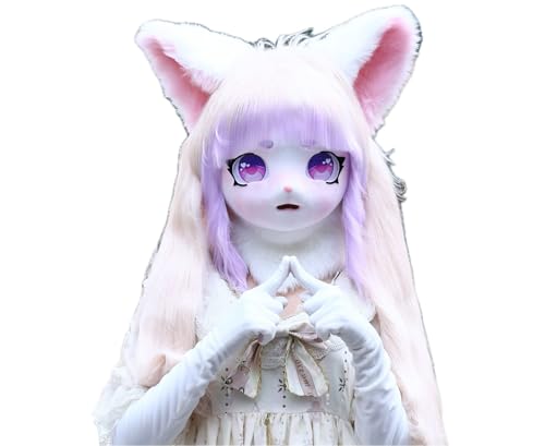 Cosplay Fursuit Kig Headsets Furry Cute Head Comiket Furries Rubbit Cat Doll Anime Halloween Costumes Unisex von FEITIME