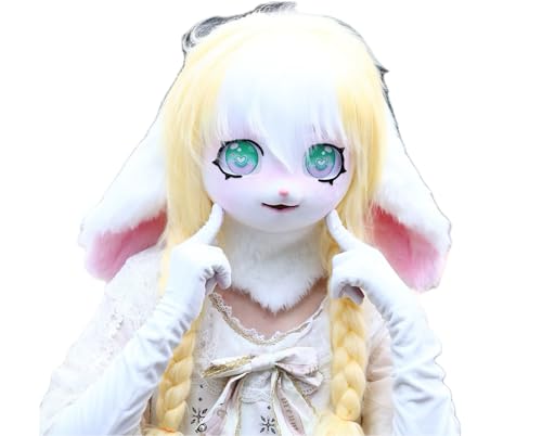 Cosplay Fursuit Kig Headsets Furry Cute Head Comiket Furries Rubbit Cat Doll Anime Halloween Costumes Unisex von FEITIME