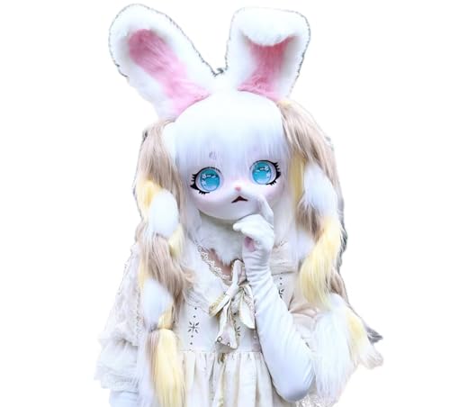 Cosplay Fursuit Kig Headsets Furry Cute Head Comiket Furries Rubbit Cat Doll Anime Halloween Costumes Unisex von FEITIME