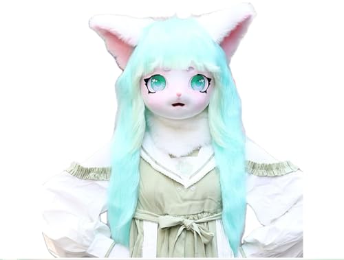 Cosplay Fursuit Kig Headsets Furry Cute Head Comiket Furries Rubbit Cat Doll Anime Halloween Costumes Unisex von FEITIME