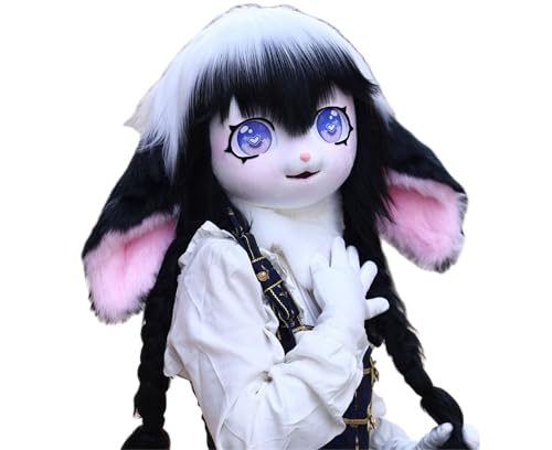 Cosplay Fursuit Kig Headsets Furry Cute Head Comiket Furries Rubbit Cat Doll Anime Halloween Costumes Unisex von FEITIME