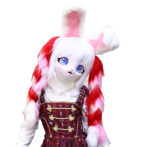 Cosplay Fursuit Kig Headsets Furry Cute Head Comiket Furries Rubbit Cat Doll Anime Halloween Costumes Unisex von FEITIME