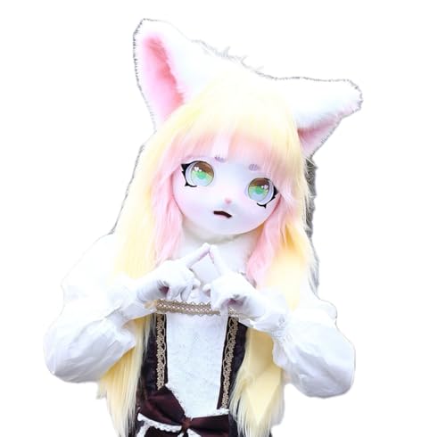 Cosplay Fursuit Kig Headsets Furry Cute Head Comiket Furries Rubbit Cat Doll Anime Halloween Costumes Unisex von FEITIME