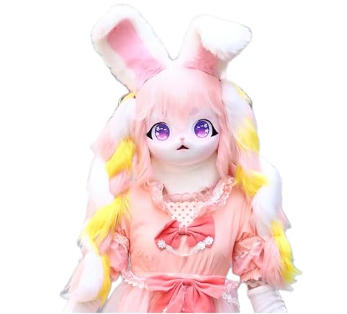 Cosplay Fursuit Kig Headsets Furry Cute Head Comiket Furries Rubbit Cat Doll Anime Halloween Costumes Unisex von FEITIME