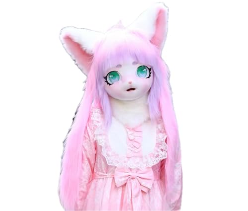 Cosplay Fursuit Kig Headsets Furry Cute Head Comiket Furries Rubbit Cat Doll Anime Halloween Costumes Unisex von FEITIME