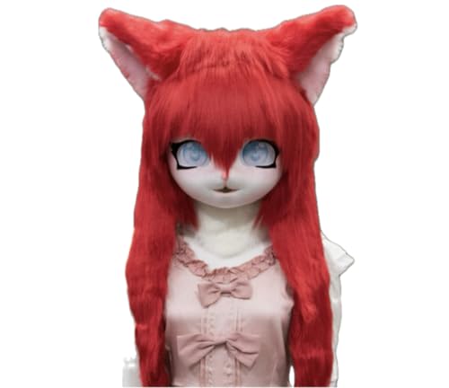 Cosplay Fursuit Kig Headsets Furry Cute Head Comiket Furries Rubbit Cat Doll Anime Halloween Costumes Unisex von FEITIME