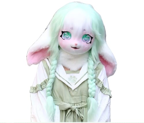 Cosplay Fursuit Kig Headsets Furry Cute Head Comiket Furries Rubbit Cat Doll Anime Halloween Costumes Unisex von FEITIME