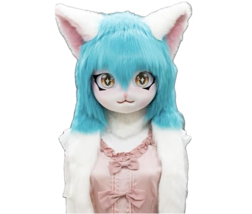 Cosplay Fursuit Kig Headsets Furry Only Head Comiket Furries Rubbit Cat Doll Anime Halloween Costumes Unisex von FEITIME