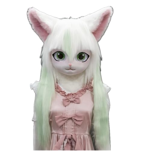 Cosplay Fursuit Kig Headsets Furry Only Head Comiket Furries Rubbit Cat Doll Anime Halloween Costumes Unisex von FEITIME