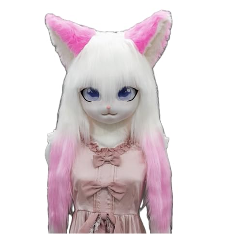 Cosplay Fursuit Kig Headsets Furry Only Head Comiket Furries Rubbit Cat Doll Anime Halloween Costumes Unisex von FEITIME