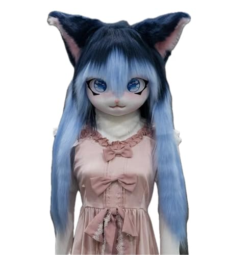 Cosplay Fursuit Kig Headsets Furry Only Head Comiket Furries Rubbit Cat Doll Anime Halloween Costumes Unisex von FEITIME