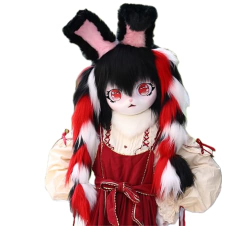 FEITIME Cosplay Fursuit Kig Headsets Furry Cute Head Comiket Furries Rubbit Cat Doll Anime Halloween Costumes Unisex von FEITIME