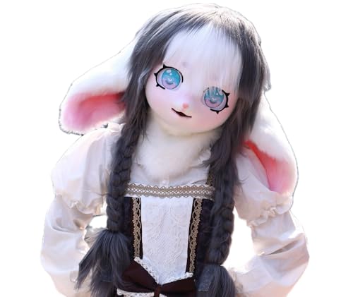 FEITIME Cosplay Fursuit Kig Headsets Furry Cute Head Comiket Furries Rubbit Cat Doll Anime Halloween Costumes Unisex von FEITIME