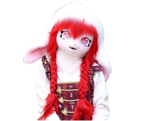 FEITIME Cosplay Fursuit Kig Headsets Furry Cute Head Comiket Furries Rubbit Cat Doll Anime Halloween Costumes Unisex von FEITIME