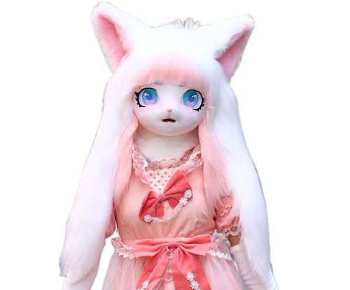 FEITIME Cosplay Fursuit Kig Headsets Furry Cute Head Comiket Furries Rubbit Cat Doll Anime Halloween Costumes Unisex von FEITIME