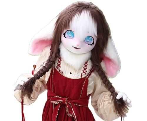 FEITIME Cosplay Fursuit Kig Headsets Furry Cute Head Comiket Furries Rubbit Cat Doll Anime Halloween Costumes Unisex von FEITIME