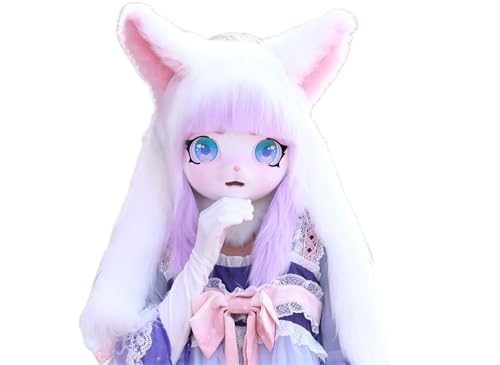 FEITIME Cosplay Fursuit Kig Headsets Furry Cute Head Comiket Furries Rubbit Cat Doll Anime Halloween Costumes Unisex von FEITIME