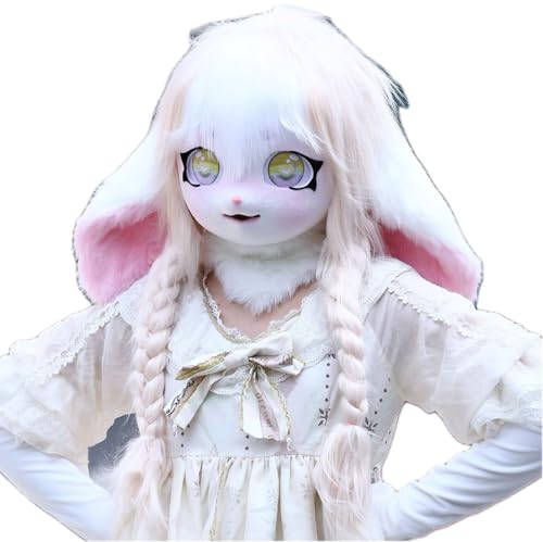 FEITIME Cosplay Fursuit Kig Headsets Furry Cute Head Comiket Furries Rubbit Cat Doll Anime Halloween Costumes Unisex von FEITIME