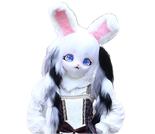 FEITIME Cosplay Fursuit Kig Headsets Furry Cute Head Comiket Furries Rubbit Cat Doll Anime Halloween Costumes Unisex von FEITIME