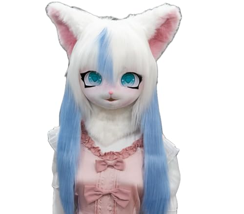 FEITIME Cosplay Fursuit Kig Headsets Furry Head Comiket Furries Rubbit Cat Doll Anime Halloween Costumes Unisex von FEITIME