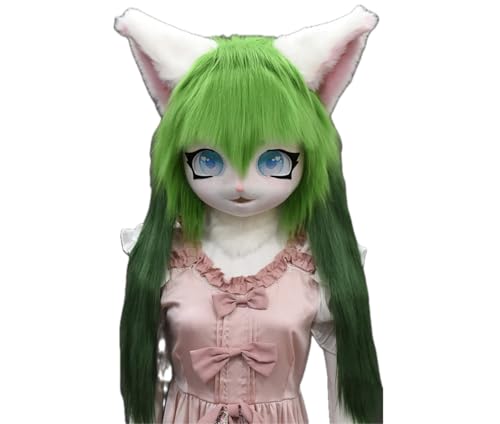 FEITIME Cosplay Fursuit Kig Headsets Furry Head Comiket Furries Rubbit Cat Doll Anime Halloween Costumes Unisex von FEITIME