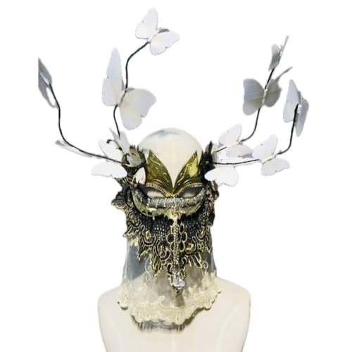 Face Mask Gothic Exaggerated Hat Headdress, Liveshow Singing Masks for Women Man, Fashion Show Nightclub Exotic Mystery Interview Face Mask,Halloween Party Cosplay Prom Props von FEITIME