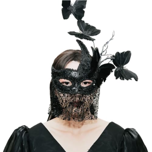 Face Mask Gothic Exaggerated Hat Headdress, Liveshow Singing Masks for Women Man, Fashion Show Nightclub Exotic Mystery Interview Face Mask,Halloween Party Cosplay Prom Props von FEITIME