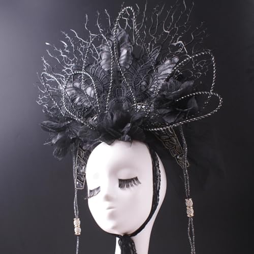 Face Mask Headdress Gothic Exaggerated, Liveshow Singing Masks for Women Man, Fashion Show Nightclub Exotic Mystery Interview Face Mask,Halloween Party Cosplay Prom Props von FEITIME