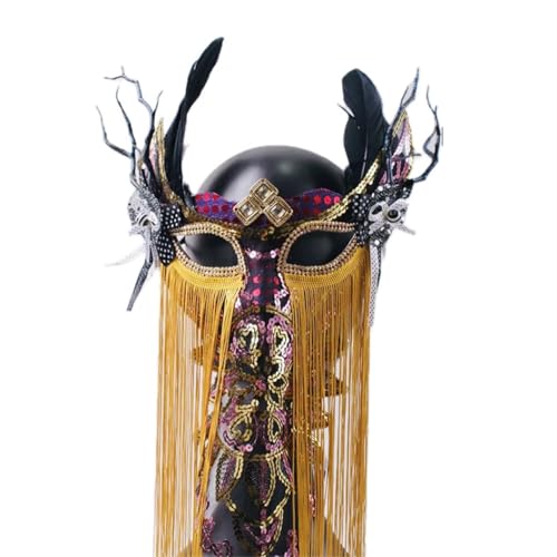 Face Mask Headdress Gothic Exaggerated, Liveshow Singing Masks for Women Man, Fashion Show Nightclub Exotic Mystery Interview Face Mask,Halloween Party Cosplay Prom Props von FEITIME