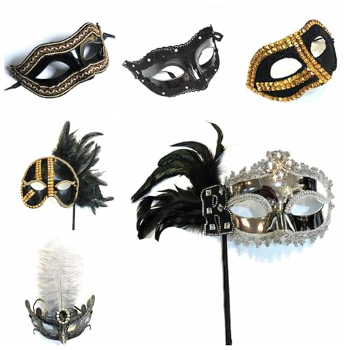 Headdress Face Mask Gothic Exaggerated, Liveshow Singing Masks for Women Man, Fashion Show Nightclub Exotic Mystery Interview Face Mask,Halloween Party Cosplay Prom Props P01 von FEITIME