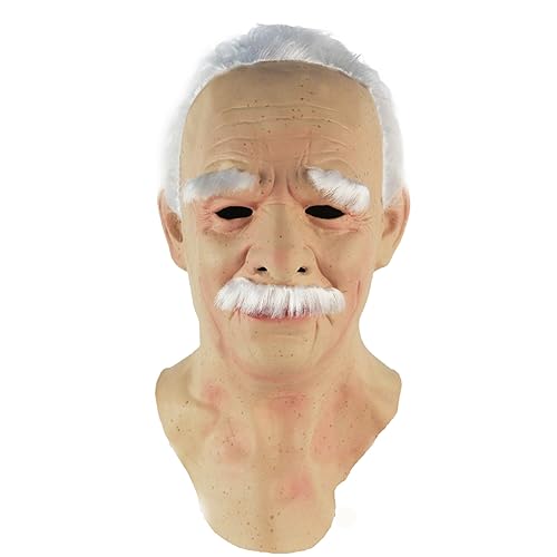 FEIYTD Halloween-Maske, alte Mann-Maske, gruselige Cosplay-Kostüm-Maske für Erwachsene, voller Kopf, realistische menschliche Gesichtsmaske, gruselige Halloween-Kostüm-Party-Maske (B) von FEIYTD