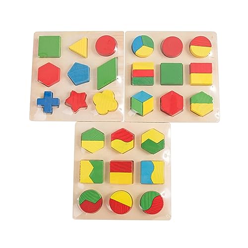 FELTECHELECTR 1 Satz 3St Lernspielzeug aus Holz Spielzeug mit geometrischen Blöcken Lernspielzeug für Kinder Geometrischer passender Baustein Formerkennungsspielzeug für Kinder Hölzern von FELTECHELECTR